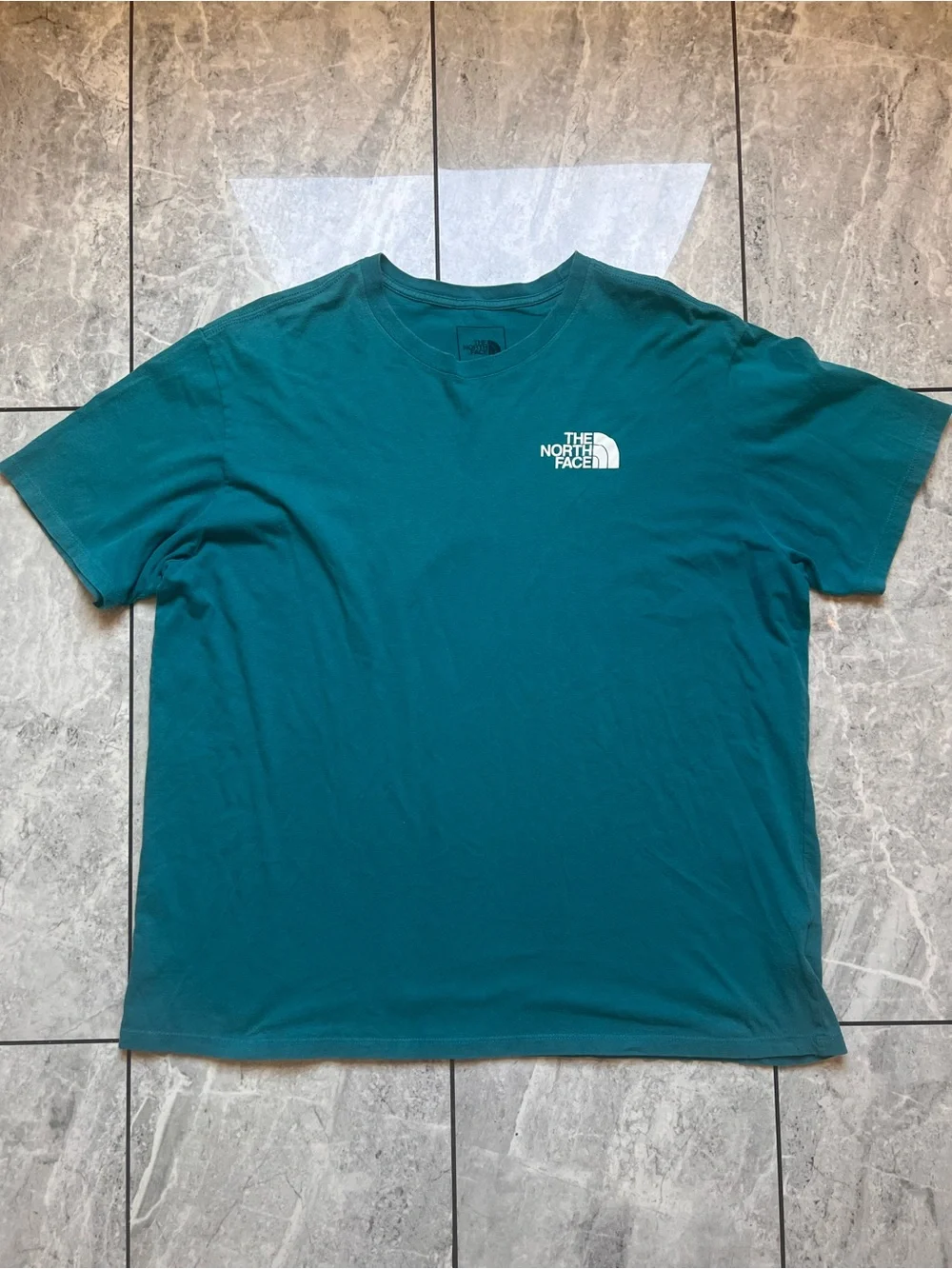 The North Face Mens Teal Blue Logo Graphic Tee C-Neck Never Stop Exploring 2XL